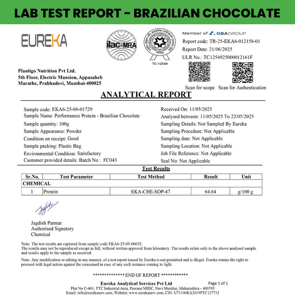 Lab Report for 1kg / Brazilian Chocolate