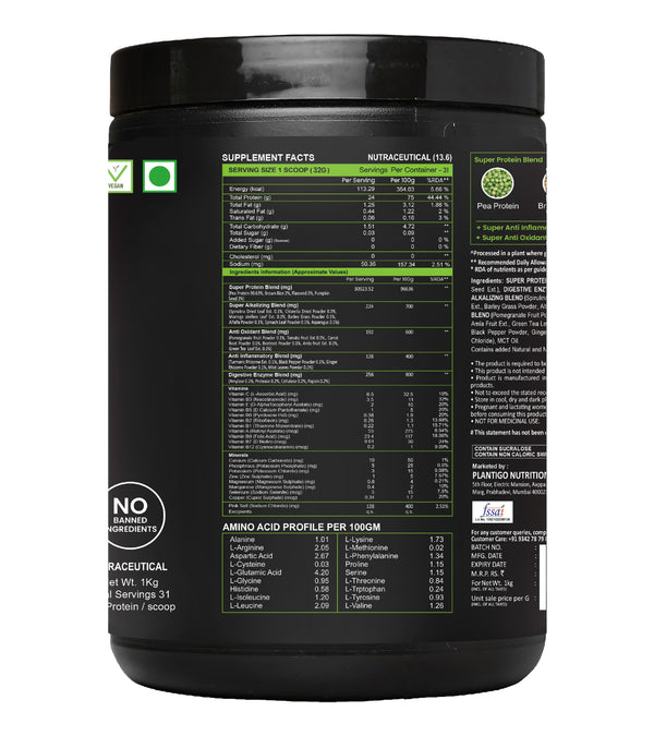 Nutrition Report for 1kg / Vanilla